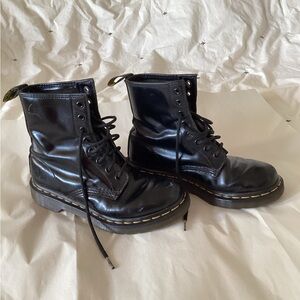 Dr. Martens Vintage Made in England Classic Smooth Black Pascal Leather Boots